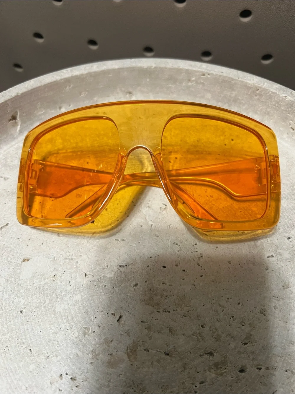 NEW Oversized Amber Transparent Square Sunglasses